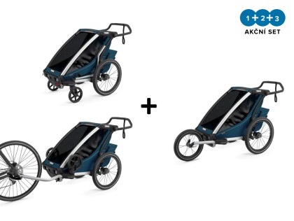 Náhľad produktu - Thule Chariot Cross 1 Majolica Blue 2022 + bike set + kočíkový set + bežecký set