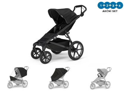 Náhľad produktu - Thule Urban Glide 4-wheel Black + madlo + pláštenka + moskytiéra