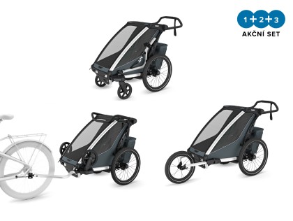 Thule Chariot Cross 2 G3 SINGLE Dark Slate + bike set + kočíkový set + bežecký set