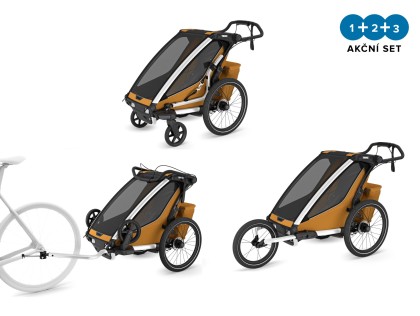 Thule Chariot Sport 2 G3 SINGLE Natural Gold + bike set + kočíkový set + bežecký set