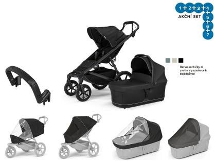 Náhľad produktu - Thule Urban Glide 4 Black + korba + pláštenka + moskytiéra + madlo + pláštenka korba + moskyt. korba