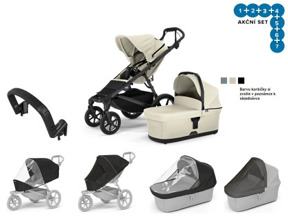 Náhľad produktu - Thule Urban Glide 4 S.Beige + korba + pláštenka + moskytiéra + madlo + plášť. korba + moskyt. korba